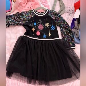 Nordstrom Black Dress with Colorful Sequin Sleeves